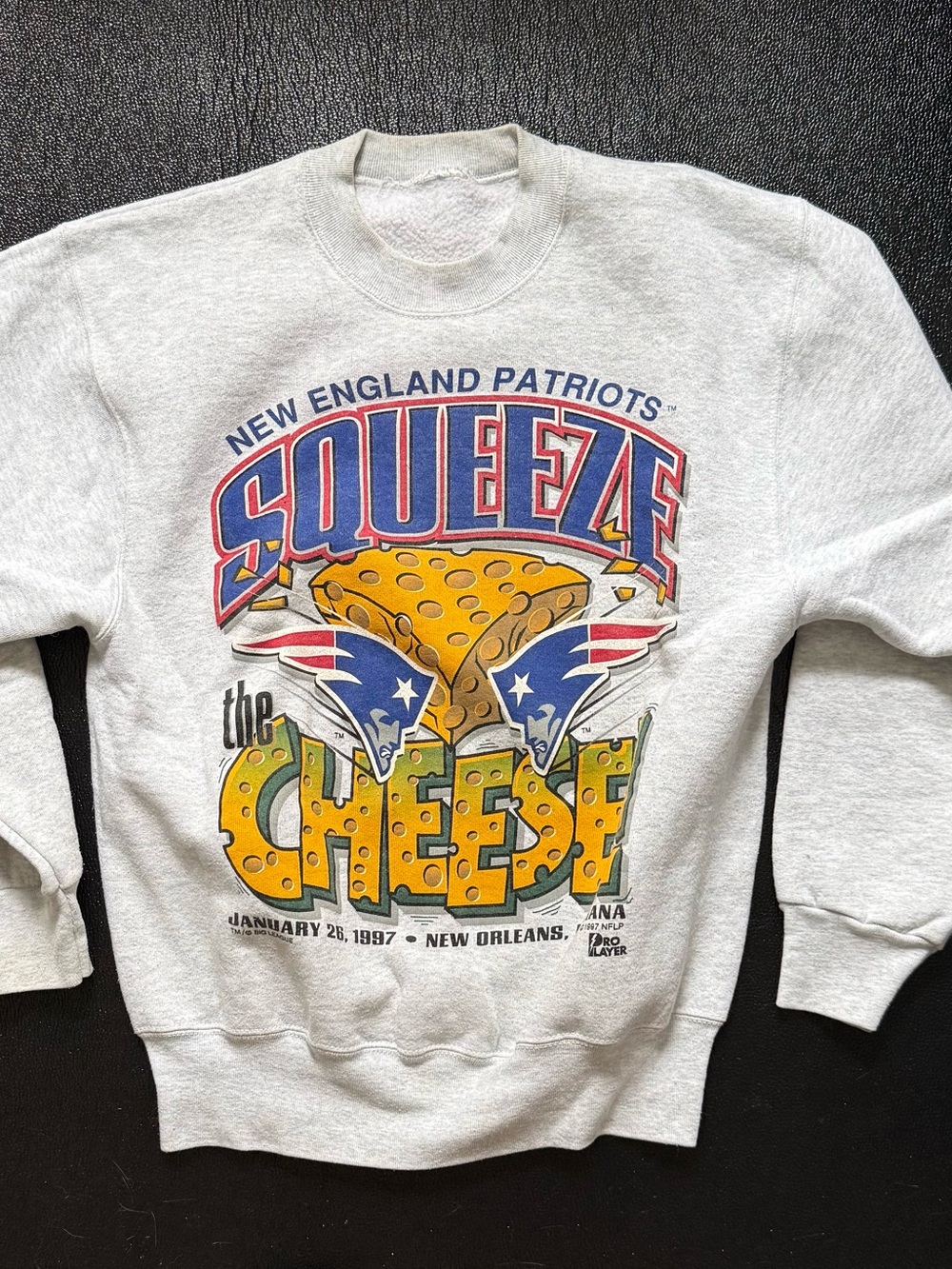 New England Patriots 'Squeeze the Cheese' Gray Crewneck Sweatshirt